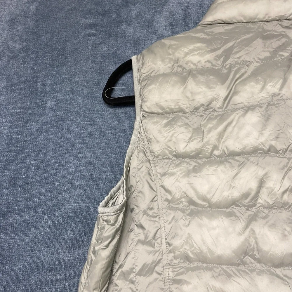 32 Degrees Heat Down Puffer Vest Womens L Gray Nylon Full Zip Mock Neck Casual